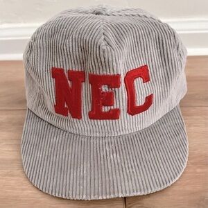 Vintage Grey Corduroy NEC New England College SnapBack Hat